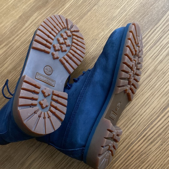 Timberland Big Kids Boys Blue Premium Waterproof Construction Boots Size 3 - Picture 4 of 5